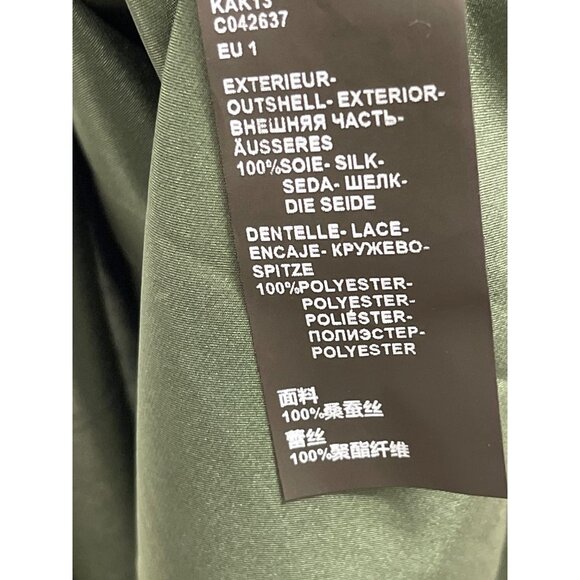 The Kooples Silk $500 Green Satin & Lace Midi Slip Dress Cut Out Small - Picture 8 of 8